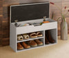 Malmo Large Grey Wooden 2 Tier Shoe Storage Cabinet Shelf Rack Stand Grey Lid