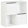 White 4 Cube Storage Display Unit Bookcase/Shelving Fabric Box/Drawers