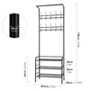 Coat Stand 190cm Coat Rack Clothes Stand Hallway Shelves with 3 Shoe Racks Metal