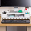 Computer Riser Monitor Stand Tidy PC Laptop Screen TV Desk Storage Rack White