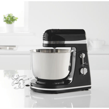 Black Food Stand Mixer 3.5L Mixing Bowl Tilt Head, 6 Setting Splash Guard 300W
