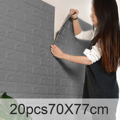 20X 77x70cm 3D Tile Brick Wall Sticker Self-adhesive Waterproof XPE Foam Panel
