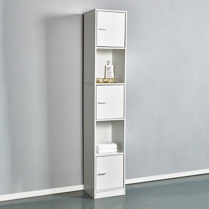 Modern Bathroom Cabinet Tallboy Cupboard Storage Unit w/3 Door&Shelf 180CM White
