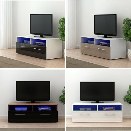 Modern 100cm TV Unit Cabinet Stand High Gloss Front & Matt Body FREE LED Lights