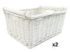 White Log Children Kids Baby Nursery Wicker Storage Basket Toy Box Organiser