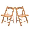 2PCS Folding Chairs Wood Bamboo Studying Dining Room Student Chair Stool Seat
