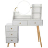 Modern Dressing Table Vanity Set Makeup Desk w/ Mirror & 5 Drawers 4 Shelves