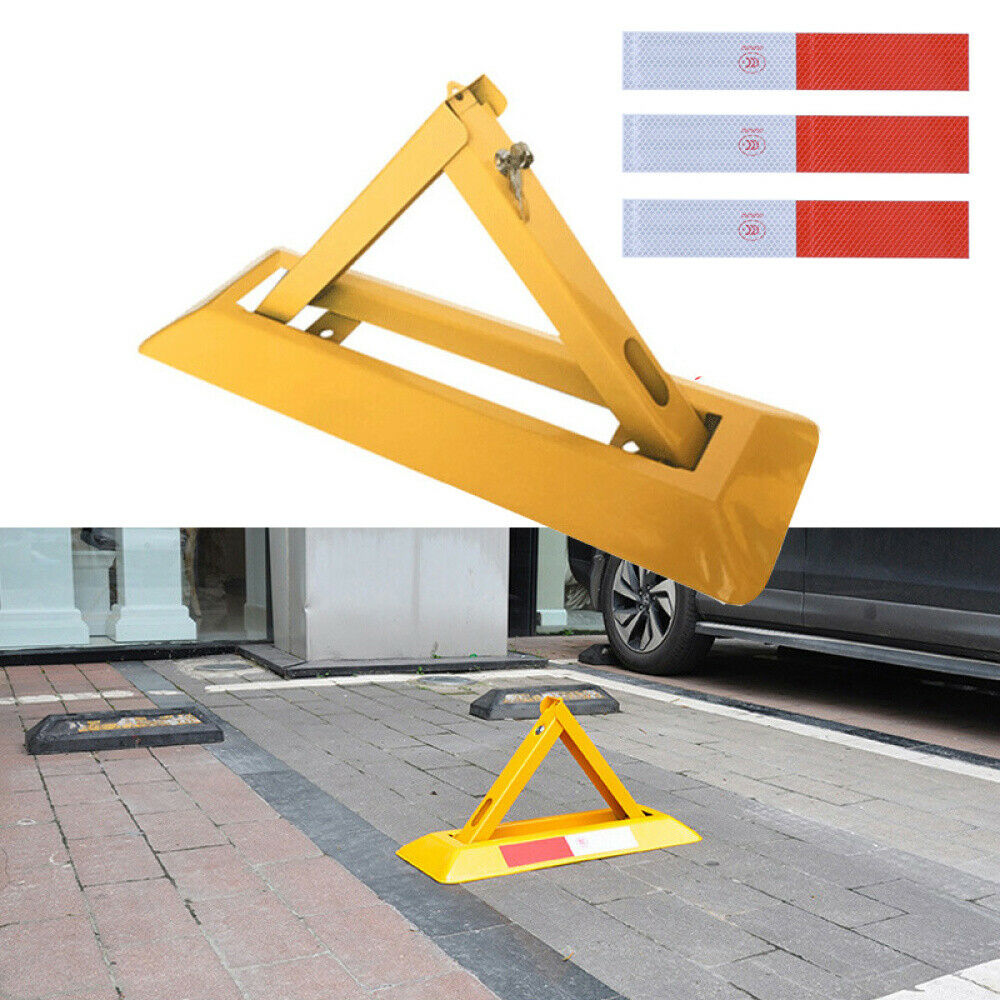 HEAVY DUTY FOLDING AUTO PARKING BARRIER BOLLARD SECURITY CAR PARK POST LOCK SET