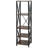 Vintage Industrial Bookcase Rustic Storage Cabinet Tall Shelf Metal Display Unit