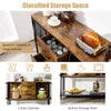 Industrial Buffet Sideboard Accent Console Table w/ 2 Mesh Cabinets 2 Drawers