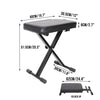 Keyboard Piano Bench Stool Soft Drum Throne Black Seat Padded Adjustable Height