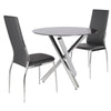 Black Round Glass Dining Table Dining Room Chrome Legs Cafe Office Furniture UK