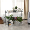 2-Tier Metal Plant Rack Plant Herbs Display Shelf Storage Rack for Patio Home