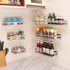STAINLESS STEEL STORAGE SHELF KITCHEN BATHROOM BOTTLE ORGANIZER SPICES JARS RACK