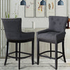 Breakfast Kitchen Counter High Chairs Bar Stools Wood Legs Barstools Dark Grey
