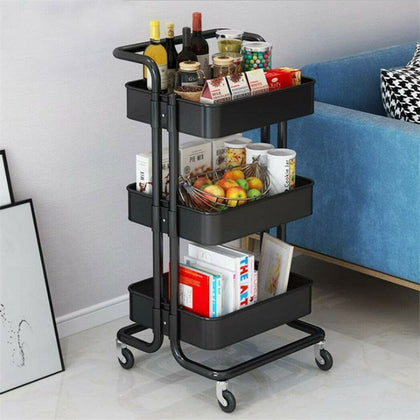 Heavy Duty 3Tier Storage Trolley Cart Metal Rolling Utility Organizer Rack Salon