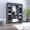 Mondeer Grey/Black Canvas Wardrobe Storage Organiser Hanging Rail Fabric