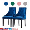 2pcs Accent Knocker Velvet Soft Fabric Dining Chairs Studded Padded Armchairs UK