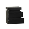 Black Bedside Table Cabinet Nightstand High Gloss 2 Drawer With RGB LED Light