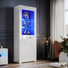 High Gloss White Display Cabinet Sideboard Cupboard Storage Door with LED Lights