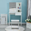 Wood White Corner Dressing Table Bedroom Makeup Desk With Stool Drawer Modern
