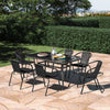 Garden Furniture Set Large Metal Glass Table & Chairs Outdoor Patio Parasol Hole