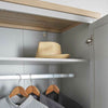 Wardrobe Grey Oak 2 Door Two Tone Wooden Hanging Rail Storage Shelves Avon