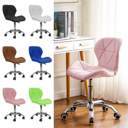 Cushioned Computer Desk Office Chair Chrome Legs Lift Swivel Small Adjustable