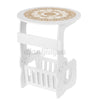 White Round Small Side End Table Beside Coffee Tea Desk Storage Organizer Rack