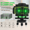 12 Line Laser Level Green Self Leveling 3D 360° Rotary Cross Measure Tool Kit UK