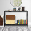 2 Tiers Console Table X-Shaped Hallway TableSide Table with Storage Shelf Black