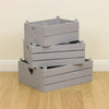 Set of Grey Wooden Slatted Apple Crates 3 x Home Storage/Display Hamper Boxes