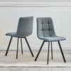 2* Dining Chairs Faux Leather/ Fabric Chairs Set Dining Room Grey Brown Modern
