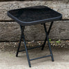 Woodside Folding Outdoor Garden Coffe/Drinks/Side Table, Black Steel & Glass