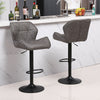 Set of 2 Bar Stools Grey Faux Leather Kitchen Breakfast Counter Gas Lift Swivel