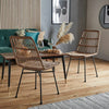 Rattan Boho Dining Chairs Set of 2 Black Metal Legs Dining Room Seats Home