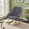 Linen Rocking Chair Lounge Armchair Relaxing Soft Seat Wood Curved Leg Fireside