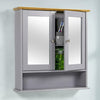 Bathroom Cabinet With Mirror Wall Mounted Grey Medicine Storage Cupboard Unit