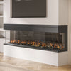 Black 70 Inch Inset Media Wall Electric Fireplace with Glass Configurated AGL069