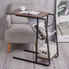 Sofa Side End Table Industrial Rustic Wood Laptop Desk C Shaped Coffee Table