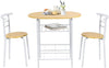 Small Table and 2 Chairs 3PCS Bar Kitchen Dining Breakfast Furniture Set W/Shelf