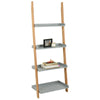 Grey & Bamboo 4 Tier Modern Ladder Wall Shelf/Bookcase Display Rack