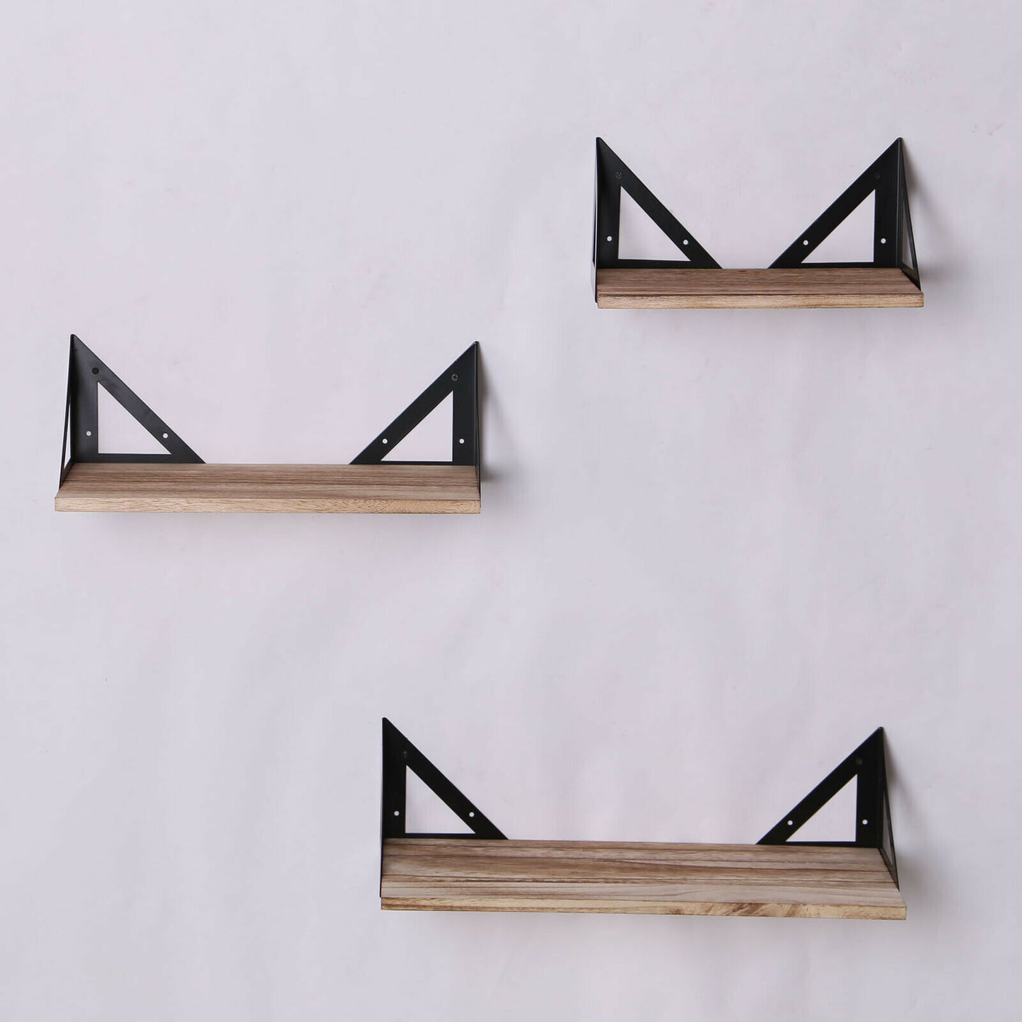 3pcs Wood Corner Wall Shelves Industrial Style Metal Shelving Shelf Storage