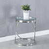 Round Coffee Table Sofa Side Table Clear Glass Top with Chrome Base Living Room