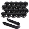 Set of 20 19mm BLACK WHEEL NUT BOLT COVERS CAPS FOR ANY CAR LOCKING
