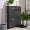 Graphite Grey Oak 2 Door Shoe Cabinet 1 Drawer Hallway Storage Cupboard
