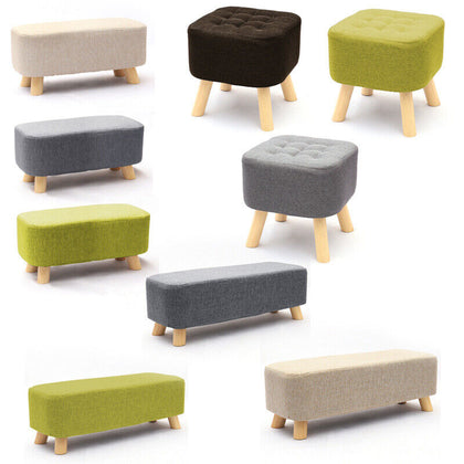 Wooden Legs Footstool Pouffe Foot Rest Padded Stool Kids Seat Bedroom Kitchen