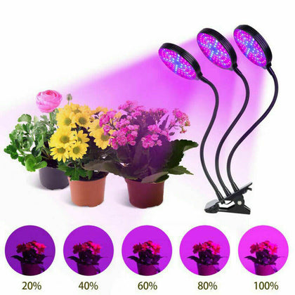 3 Head 45W LED Grow Light Growing Veg Flower Indoor Clip-on Plant Lamp UK Plug-