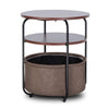 Round Coffee Table Sofa Side/End/Bedside/Snack Stand Tray with Basket Storage