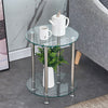 2 Tier Side Table End Table Corner Table Glass Top Chrome Legs Living Room Clear